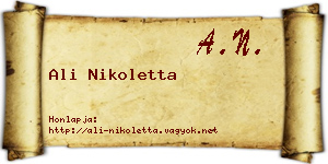 Ali Nikoletta névjegykártya